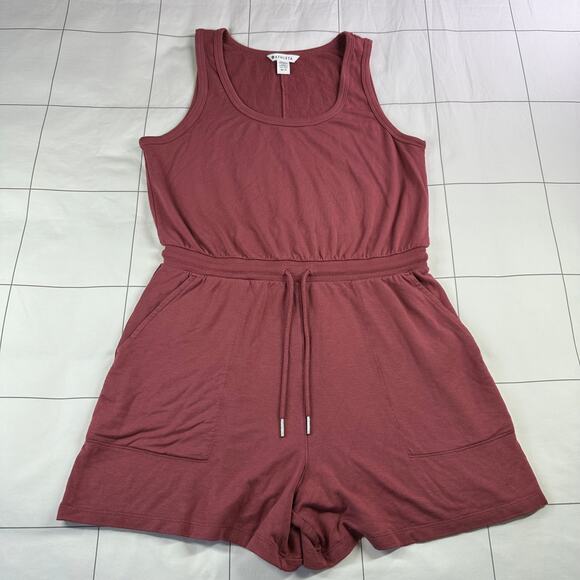 Athleta Balance Romper Womens Medium Petite Pink Sleeveless Soft Active Travel - Picture 2 of 14